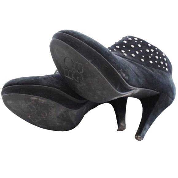 BCBGeneration Black Suede Silver Stud Studded Boot Booties Stiletto Heels 9 - Picture 6 of 7